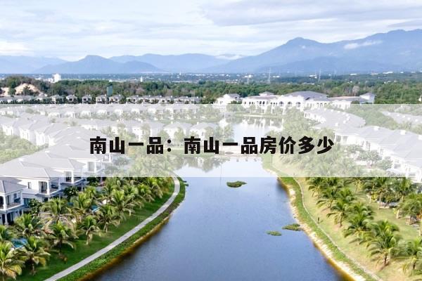 南山一品:南山一品房价多少
